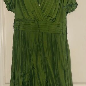 Banana Republic Green Silk Midi Dress
